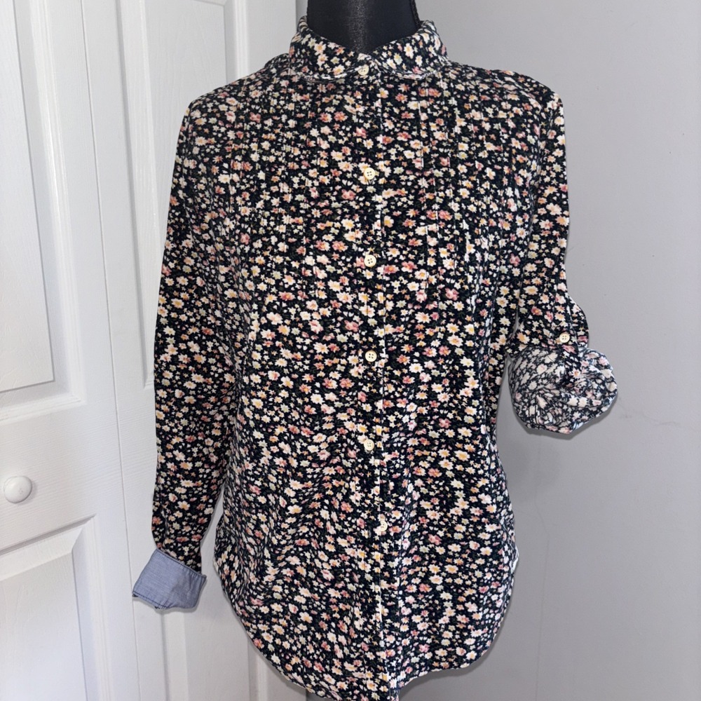 Trovata x Birds of Paradis Floral Micro-Corduroy Button Down Top size X-small - Picture 6 of 7